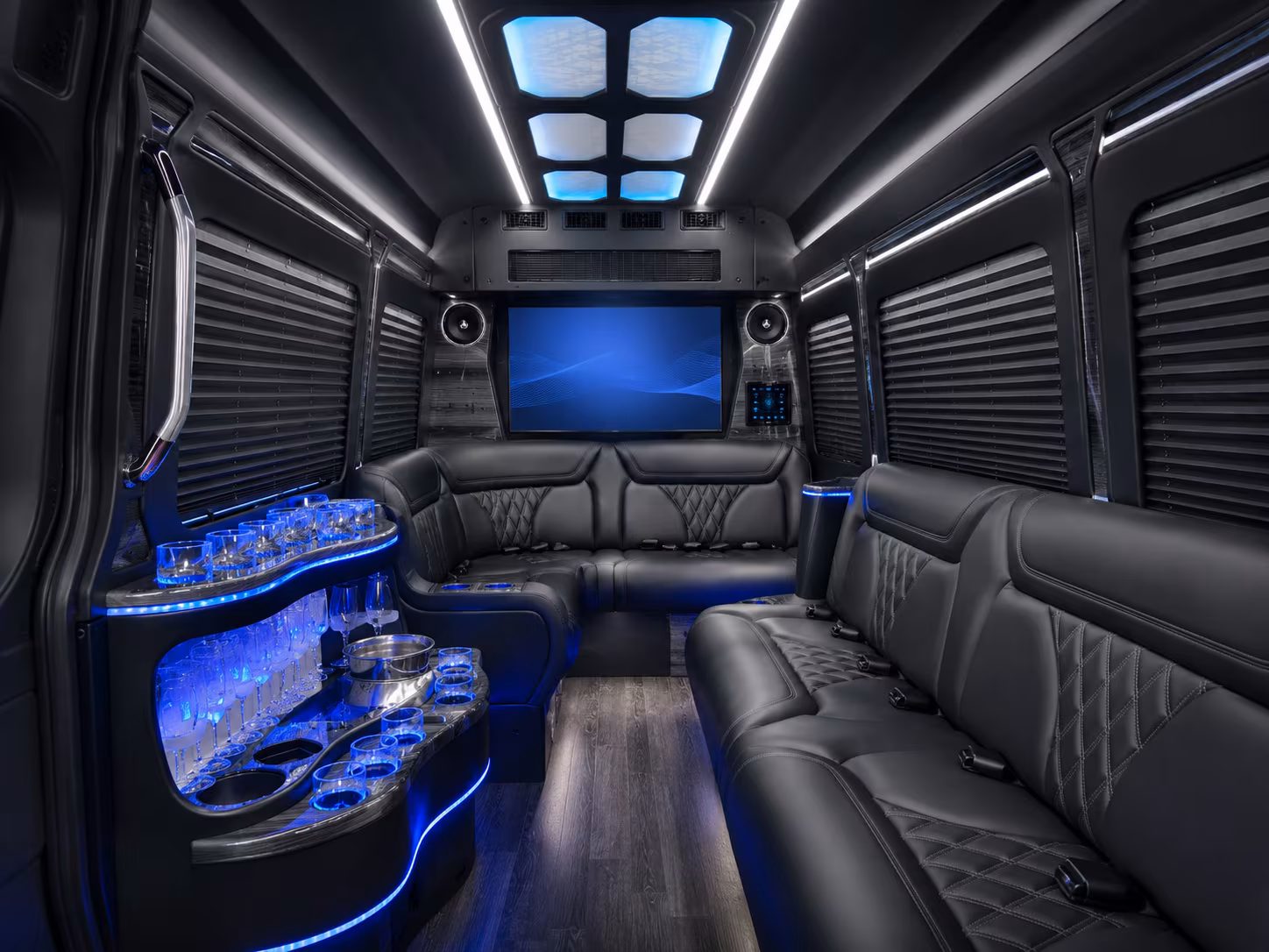 livermore 25 passenger party bus inside